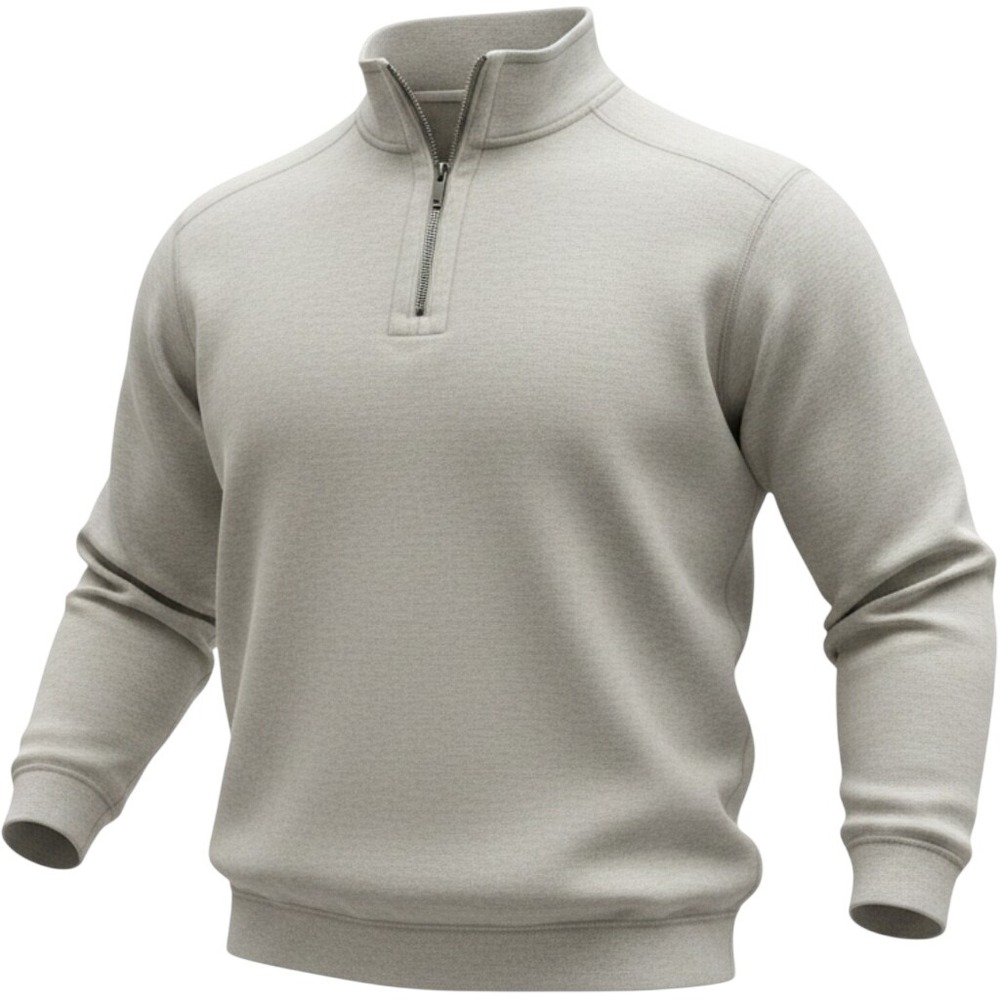 Tommy Bahama Mens Quarter Zip Pullover Textured Waffle Knit Beige Large